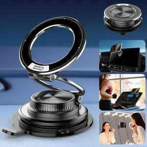 Magnetic Phone Holder Car Dashboard Universal Vacuum Suction Cup Mount with 10LB Hold Force Foldable 360° Rotation Ring Stand N55 Magnets Hands-Free Compatible with iPhone 17 16 15 14 13 12 Samsung Android