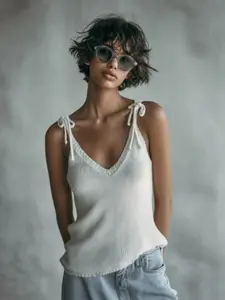 Women's Knit Sweater, V-Neck Thin Strap Vest, Lightweight Summer Elegant Knitwear, Comfortable and Stylish Top for Daily Wear