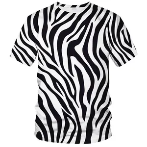 Unisex Zebra Stripes Print T-Shirt, Casual Short Sleeve Tee for Daily Wear, Parties, Street Style – Trendy Animal Pattern Top for Men & Women
