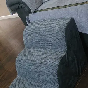 Dog Stairs Ramp for Small Dogs and Cats 5-Step Curved Pet Steps with High-Density Foam for Puppy and Older Cats Indoor Ramp Stairs for Couch High Beds Sofa Chairs Grey