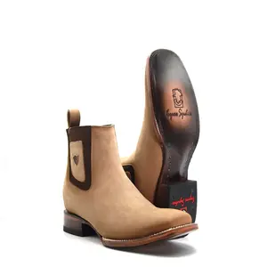 2762654 - Men's Vaquero Signature Chelsea Plain Wide Ankle Toe Boots (Nobuck Camel Difuminado)