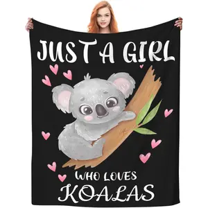 A Koala Blanket Super Soft Flannel Cover Koala Blanket Adult Women's Gift Slogan Print Blanket