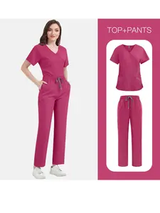 Mens Beauty Salon Postnatal Care Center Nanny Puppy Care Room Solid Color Overalls Pet Care Uniform Set Veterinary Work Clothes