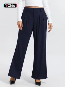 Women's Solid Wide Leg Pants, Casual Comfy Fit Trousers for Daily Wear, Ladies Bottoms for Summer