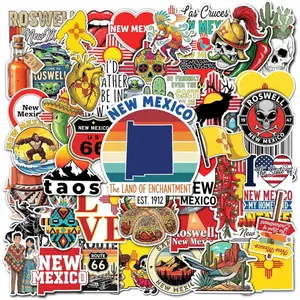 50 Pcs New Mexico Stickers Pack Waterproof Vinyl Decals US State Souvenirs Decorations Water Bottle Laptop Phone Skateboard Scrapbooking Bumper Luggage Guitar Gifts for Teens Men Women