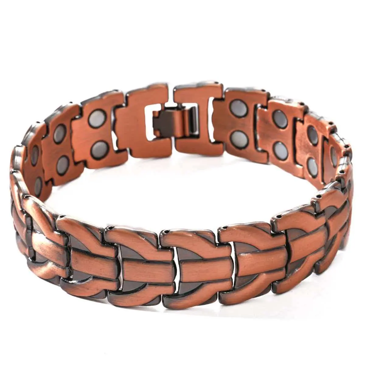 99.9% Pure Copper Bracelets & Bangles for Men, Magnetic Link Style Health Jewelry, Adjustable and Hypoallergic, Ideal Mens Gifts, Guys Gifts, Wearable, 3500 Gauss