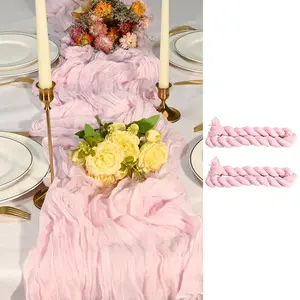 12 Piece Light Table Runner Set, 35x118 Inches, Boho Style, Semi-Transparent, Perfect for Weddings, Baptisms, Birthdays