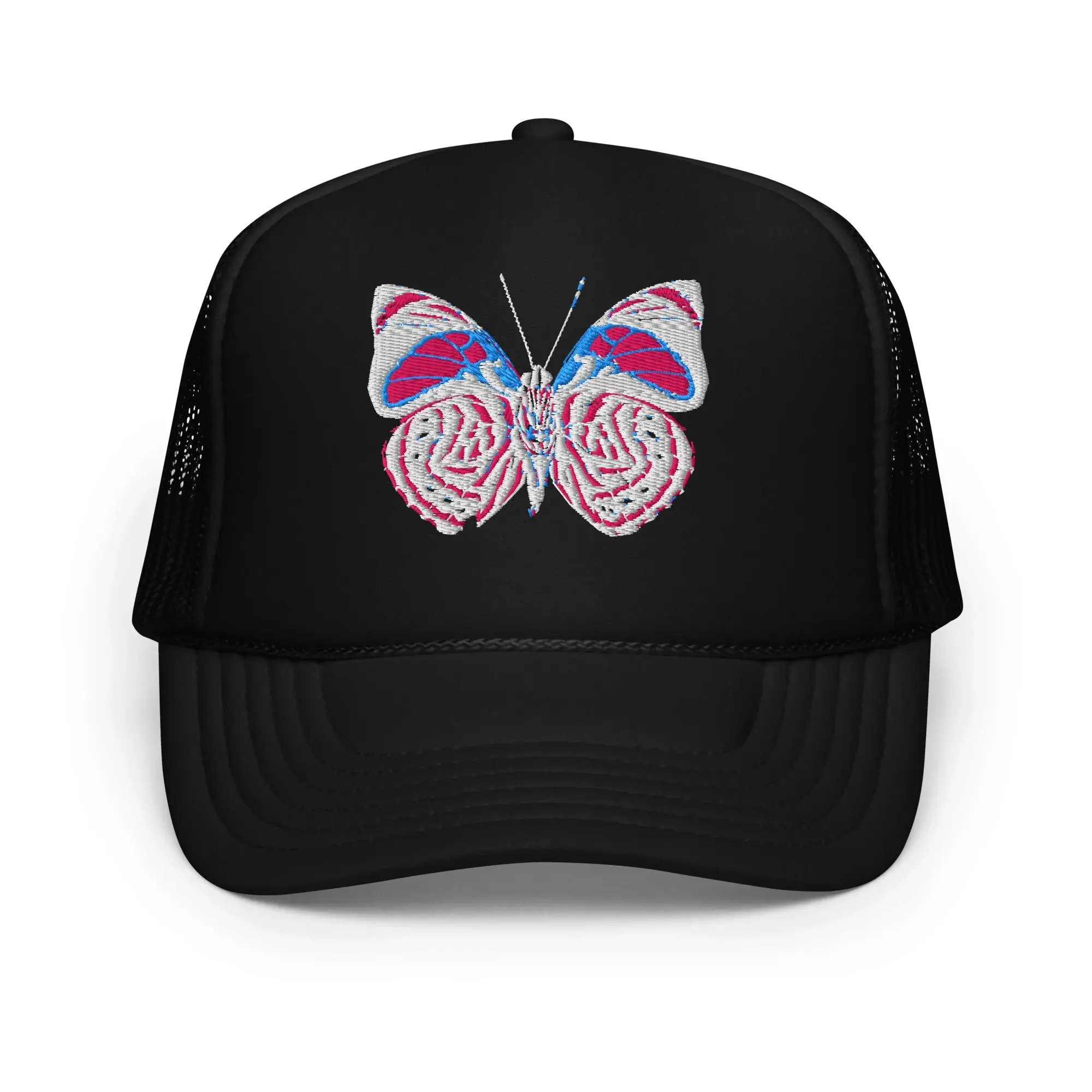 Butterfly Baseball Cap, High-Profile 5-Panel Trucker Style Hat with Polyester Foam Front, Unisex Fit and Adjustable Snap