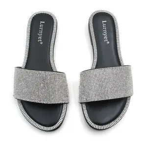 Women's Flat Sandals-Flat Sandals Womens Slip On Flat Sandals Soft Leather Open Toe Slide for Summer Dressy ZYX