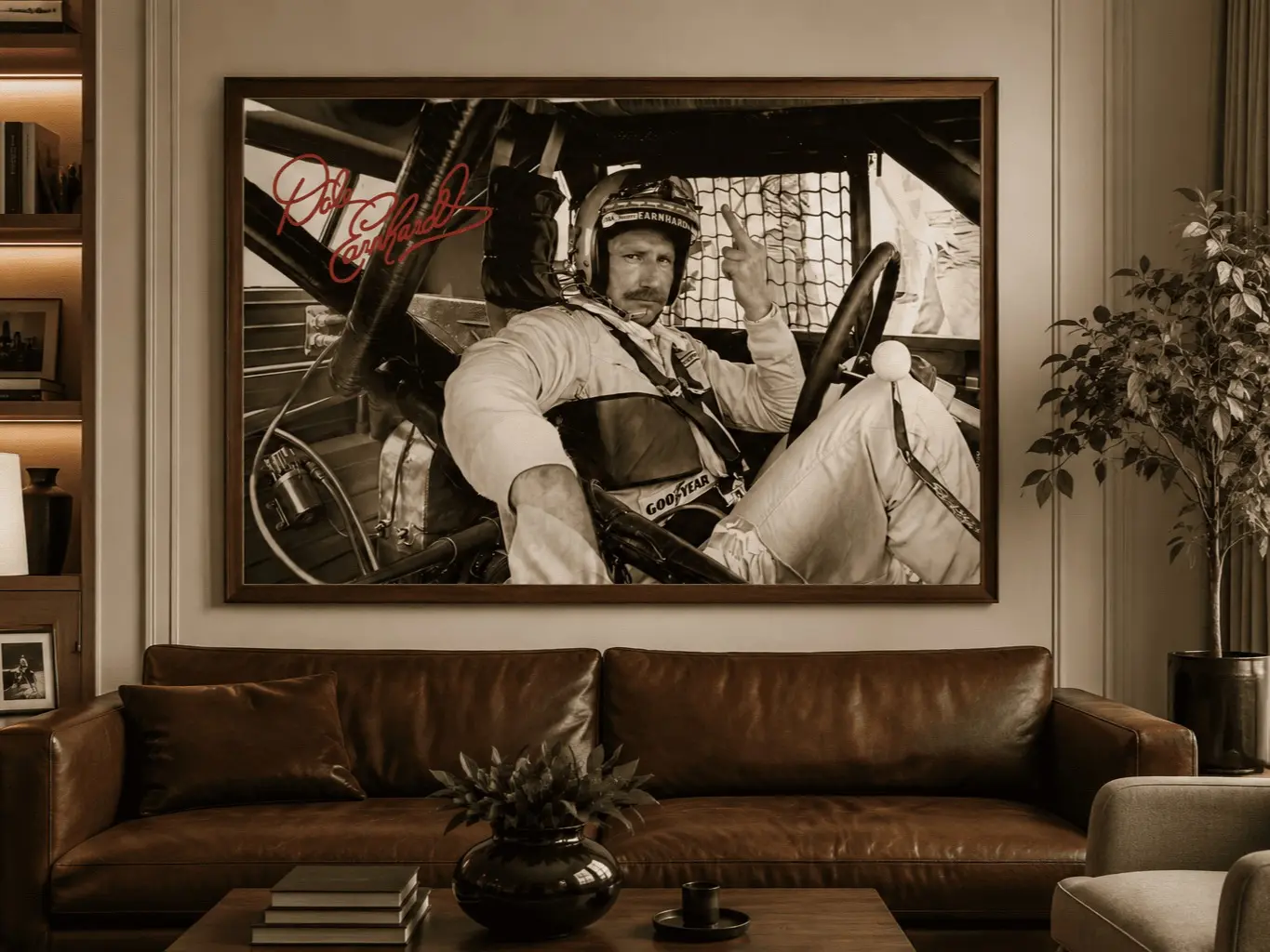 Dale Earnhardt Vintage Racing Wall Art | Framed Canvas Print for NASCAR Fans