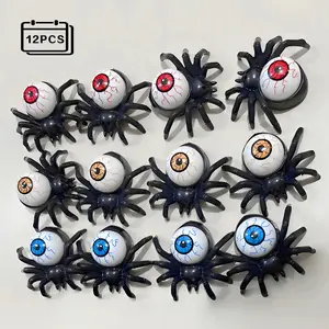Halloween Spider Eye Decorations, 12-Piece LED Vintage Horror Halloween Party Supplies, Kitchen Bedroom Table Window Decoration
