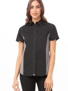 Chef Works Black Grey Mesh Extra Small Slim Fit Universal Contrast Shirt for Women