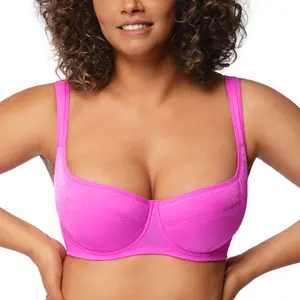 HSIA Starry Night Plus Size 4mm Lightly Padded Balconette Bra Glass Shimmer Fabric Lifting Support Underwire Bra U Shaped Smoothing Back Wider Cushioned Straps Sexy Demi Low Cut Plus Size Natural Push Up Add 0.5-1 Cup Effect