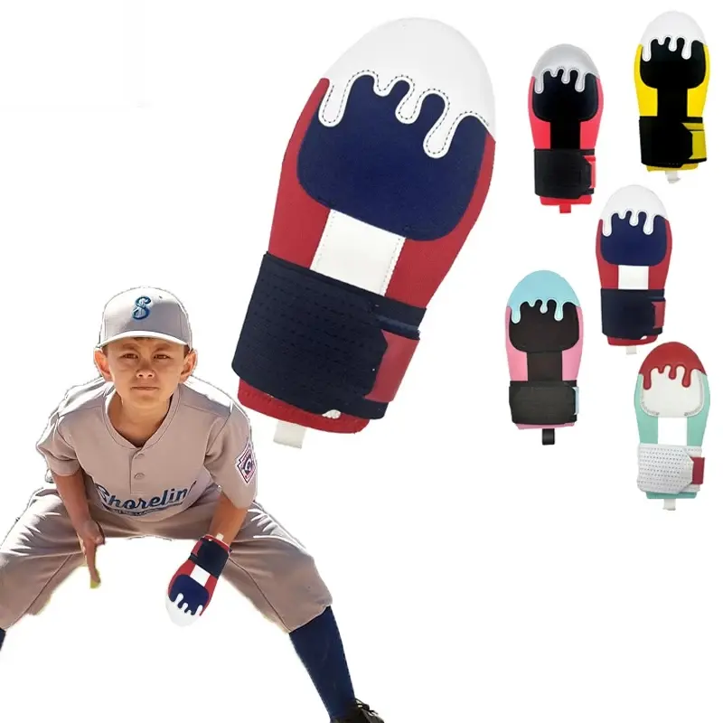 Rubber Baseball Sliding Mitt Sport for Right Hand Throw, Breathable & Durable Catcher'S Glove with Elastic Compression Strap - One Size, Mixed Color, Unisex, Flexible & Easy Wear, Softball Gloves