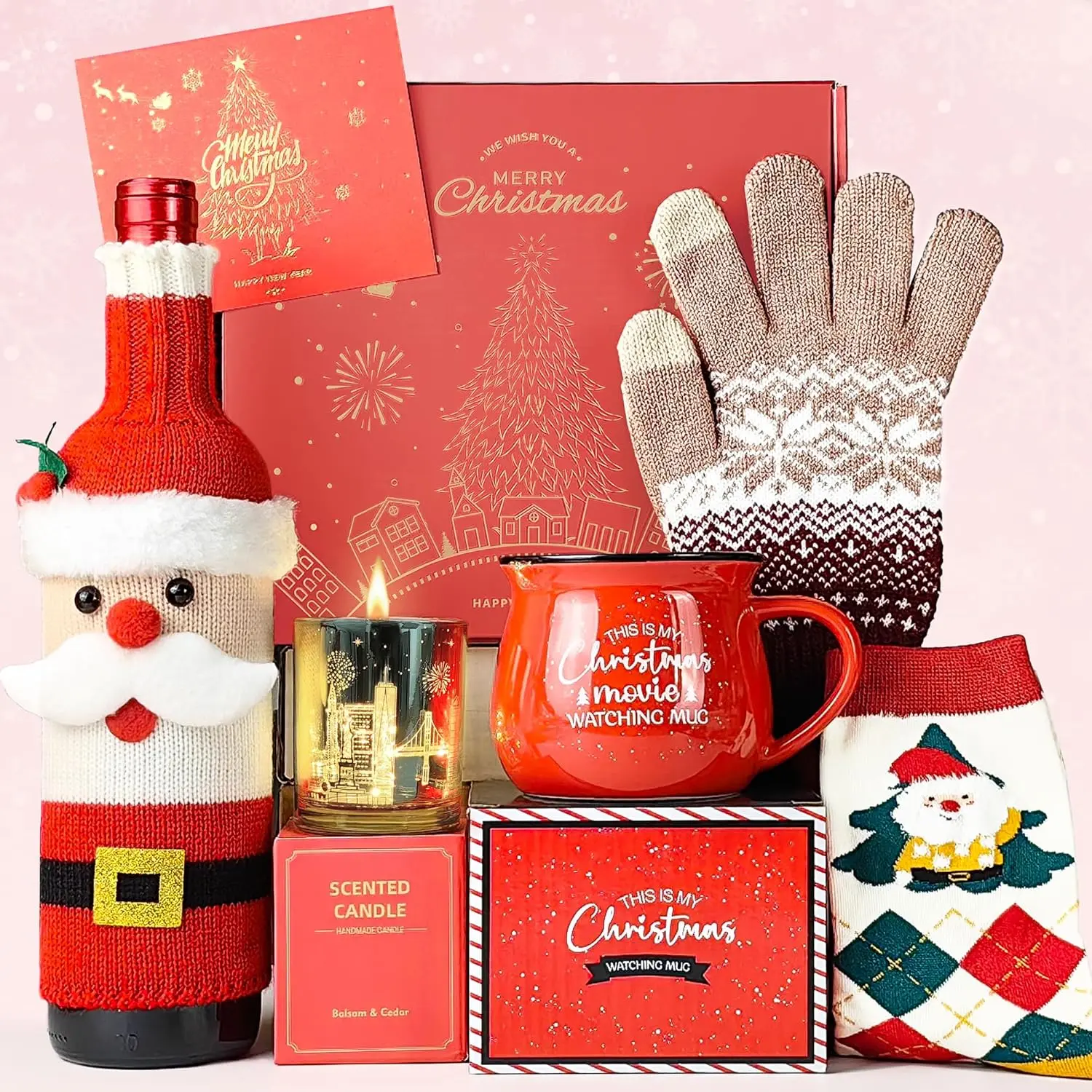Christmas Gifts for Women, Womens Christmas Gifts Winter Mug for Coworker Best Friend Teacher, Merry Xmas Gifts Basket Set Unique Holiday Gift Ideas Burr Basket
