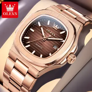 OLEVS square men's watch fashion trend handsome watch high-end waterproof luminous quartz watch 3696