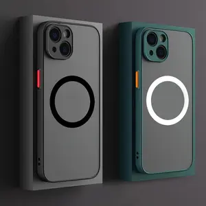 🔥New Stylish Frosted Semi-Transparent MagSafe Case🔥 Compatible with iPhone 16/15/14/13/12/11 Pro/ProMax/Plus | Shockproof and Durable | Trendy Red Accent | Unisex