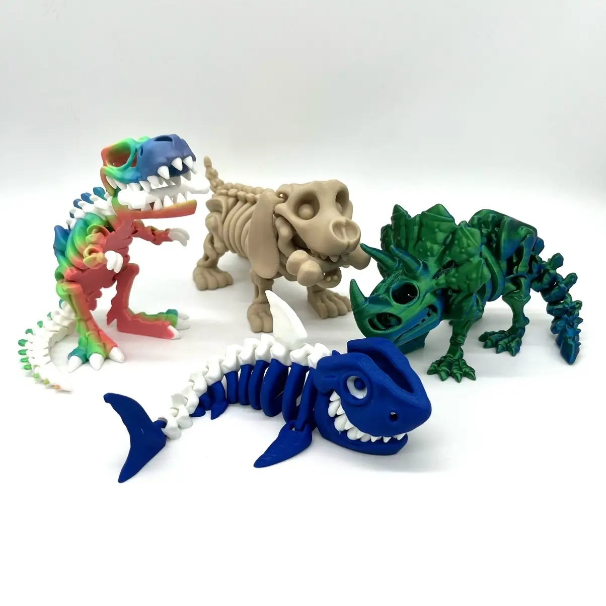 Articulating Skeleton Figurine - Perfect for Home Decor, Desk Decorations, or Fidgets - TRex, Triceratops, Shark, Dachshund