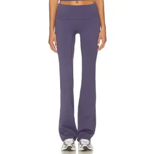Gold Hinge Essentials Foldover Flare Pant in Pale Indigo