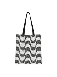 1 piece Copacabana Beach Sidewalk Rio De Janeiro Black And White Portuguese Waves Pattern Canvas Tote Bag Large Capacity Durable Handbag Machine Washable with Top Single Handle Strap Outdoor Handbag Trendy Tote Design Durable Canvas