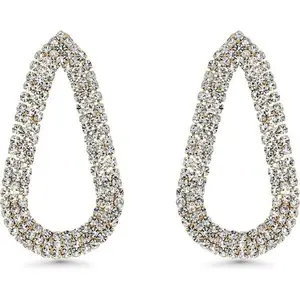 SNGIA 18K Gold Plated Open Oval Dangle Earrings with Cubic Zirconia for Women Elegant Jewelry Gift