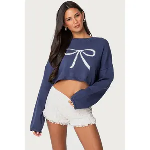 Knit Bow Cropped Sweater Knit Bow Cropped Sweater