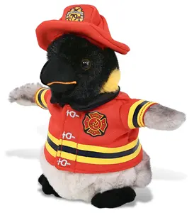 DOLLIBU Fireman Emperor Penguin Plush Stuffed Toy - 7 in, Super Soft Polyester, Removable Suit, Ages 0+