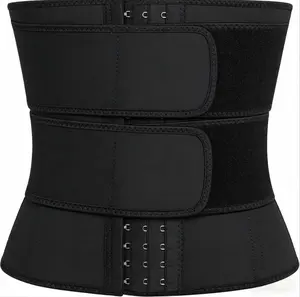 Black 2-Ply Waist Trainer Belt, Adjustable Firm Compression Shaper with Hook & Loop Fast