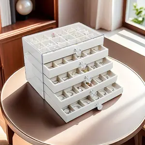 New Luxury Necklace Storage Box with Large Capacity Drawer for Pearl Necklaces, Dust-Proof Desktop Organizer for Bracelets and Beaded Jewelry - Multipurpose Christmas Gift, Jewelry Boxes, Elegant Jewelry Organizer