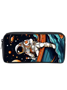 Single-layer pencil case with astronaut print