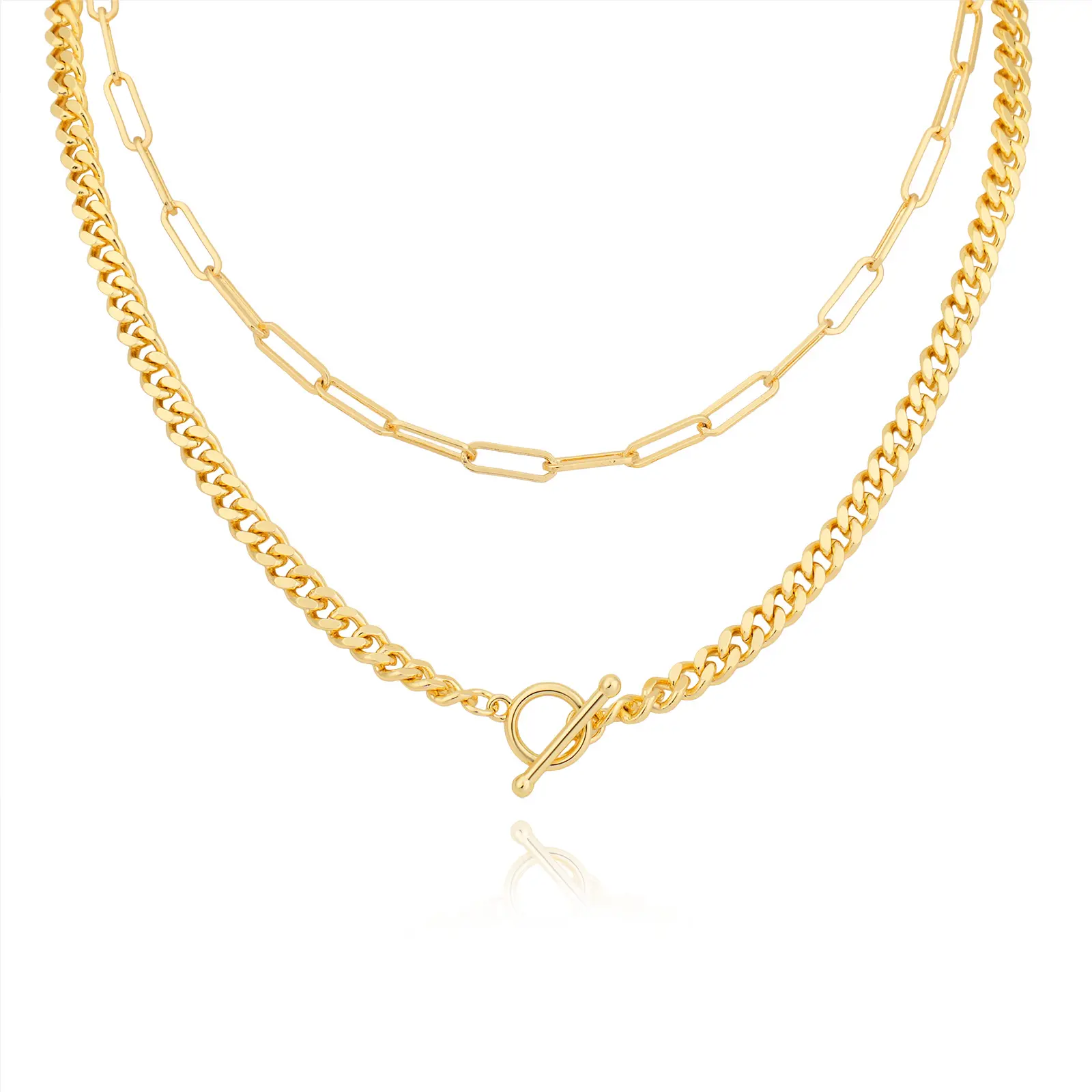 MEIITRUE 14K Gold Plated Stackable Necklace for Women, Waterproof Paperclip Chain Cuban Link Necklace Set, Fashion Accessories Gifts for Women backtoschool