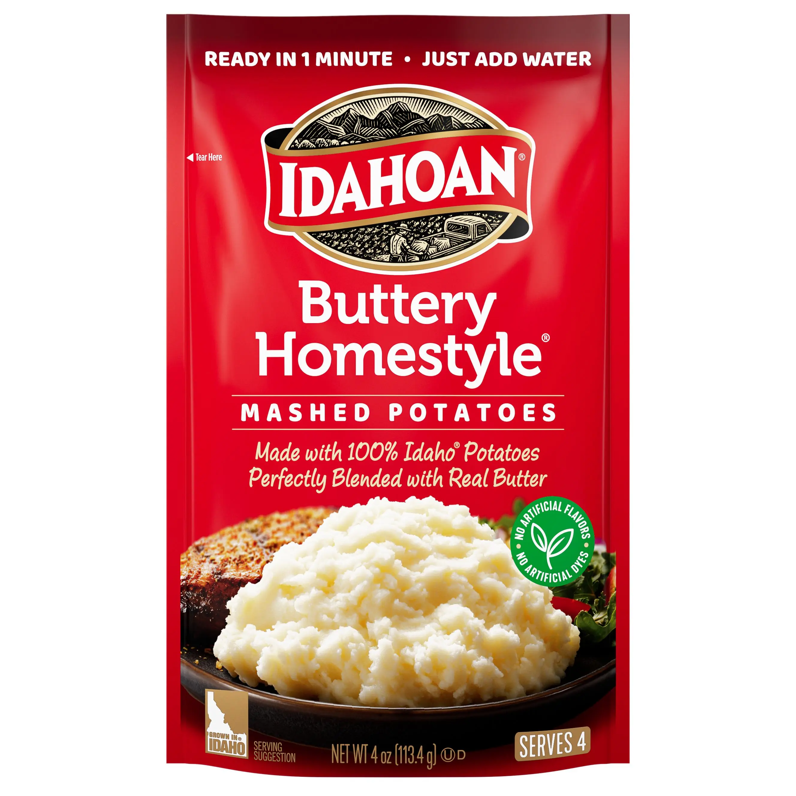 Idahoan Buttery Homestyle Mashed Potatoes, 4 oz, Pack of 12