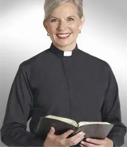 Murphy Robes 38306 Clerical Shirt Women Long Sleev Tab Coll Size 16 Black