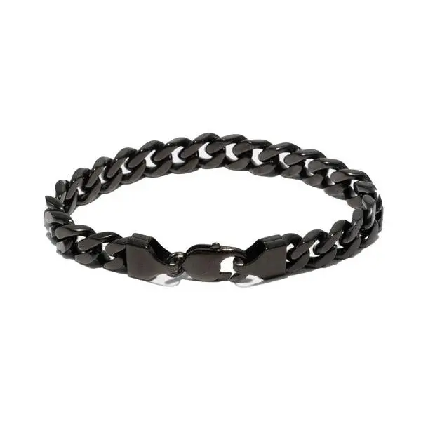 Large Black Stainless Steel Chain Link Bracelet