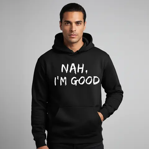 Men's men's casual hoodie with bold text print Graphic - Cotton Blend Black Long Sleeve Pullover Regular Fit | Soft & Breathable Fabric, Durable Print, Everyday Comfort, Machine Washable, casual, urban, streetwear indoor, modern urban setting with a