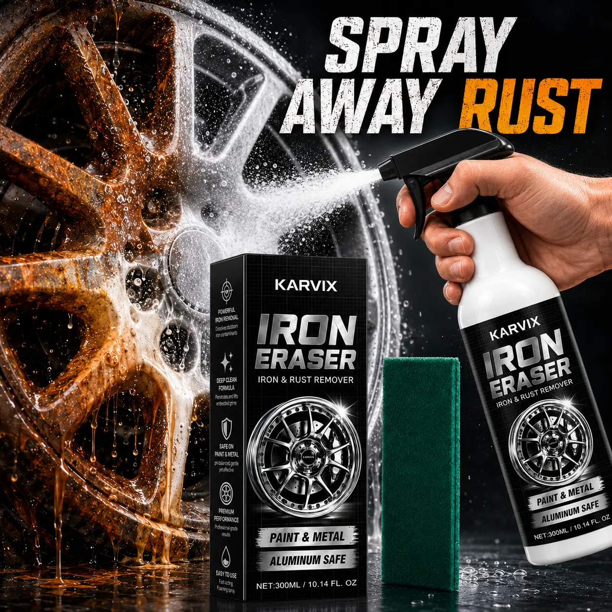 Iron & Rust Remover for Car Wheels Brake Dust Cleaner - Deep Clean Decontamination Spray Paint & Metal Safe 300ml