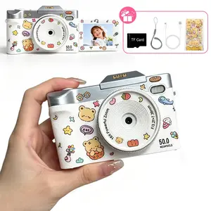 Digital Camera, 180° Flip Screen Vlogging Video Camera with TF Card, 50MP 16X Digital Zoom Autofocus Compact Camera for Adult Teens Beginner