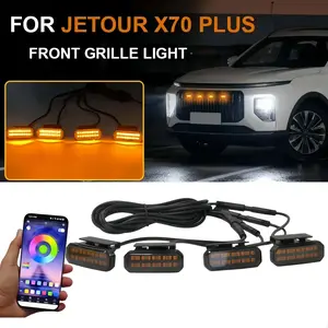 LED Front Grille Light FOR JETOUR X70 PLUS Daytime Running Light Wheel Eyebrow Lamp 12V car center mesh small yellow light