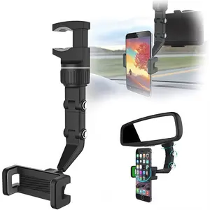 Universal Car Phone Holder Multifunctional 360 Degree Rotatable Auto Rearview Mirror Seat Hanging Clip Bracket Cell Phone Holder