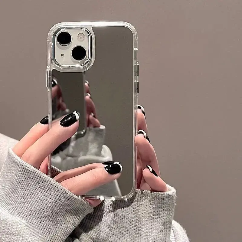 Makeup Mirror Phone Case with 2pack Screen Protector for iPhone 17promax 17AIR 16pro 15plus 14 13 12 11 Pro Max & Plus, Shockproof Protective Cover,Stylish and High-End Phone Case