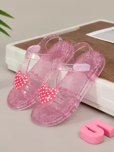 2026 Trendy Girl's Jelly Sparkly Heart Sandals with Soft Sole, Summer Princess Shoes for Beach Fun, Breathable and Stylish Kids Footwear, Heart Decor Sandals, Lightweight Breathable Sandals, Glitter Decorated Sandals
