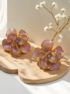 French Drip Oil Flower Earrings Set, Cute Floral Ear Studs, Unique Design Jewelry for Daily Wear, Alloy Material, All Seasons