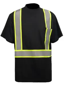 Security Black Reflective T-Shirt Two-Tone Hydro-wicked Class II