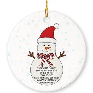High-Quality Ceramic Hanging Ornament with Hanging String, 3"x3" Round Scarf-Themed Decor, Cozy Christmas Tree Decoration, Eclectic Room Decor G06