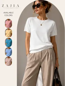 Women's Short Sleeve Knit Top, Lightweight Thin Crew Neck Sweater Tee, Casual Summer Pullover, Loose-Fitting, All Seasons