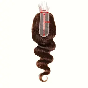 Hot Sell New 2x6 HD Lace Closure Human Hair Body Wave 4 #   Chocolate Brown Color Transparent Lace Closure 2x6 Long Deep Middle Part Raw Virgin Human Hair 150% Density
