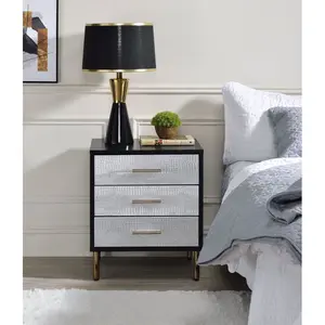 Myles Black Silver and Gold Finish Nightstand