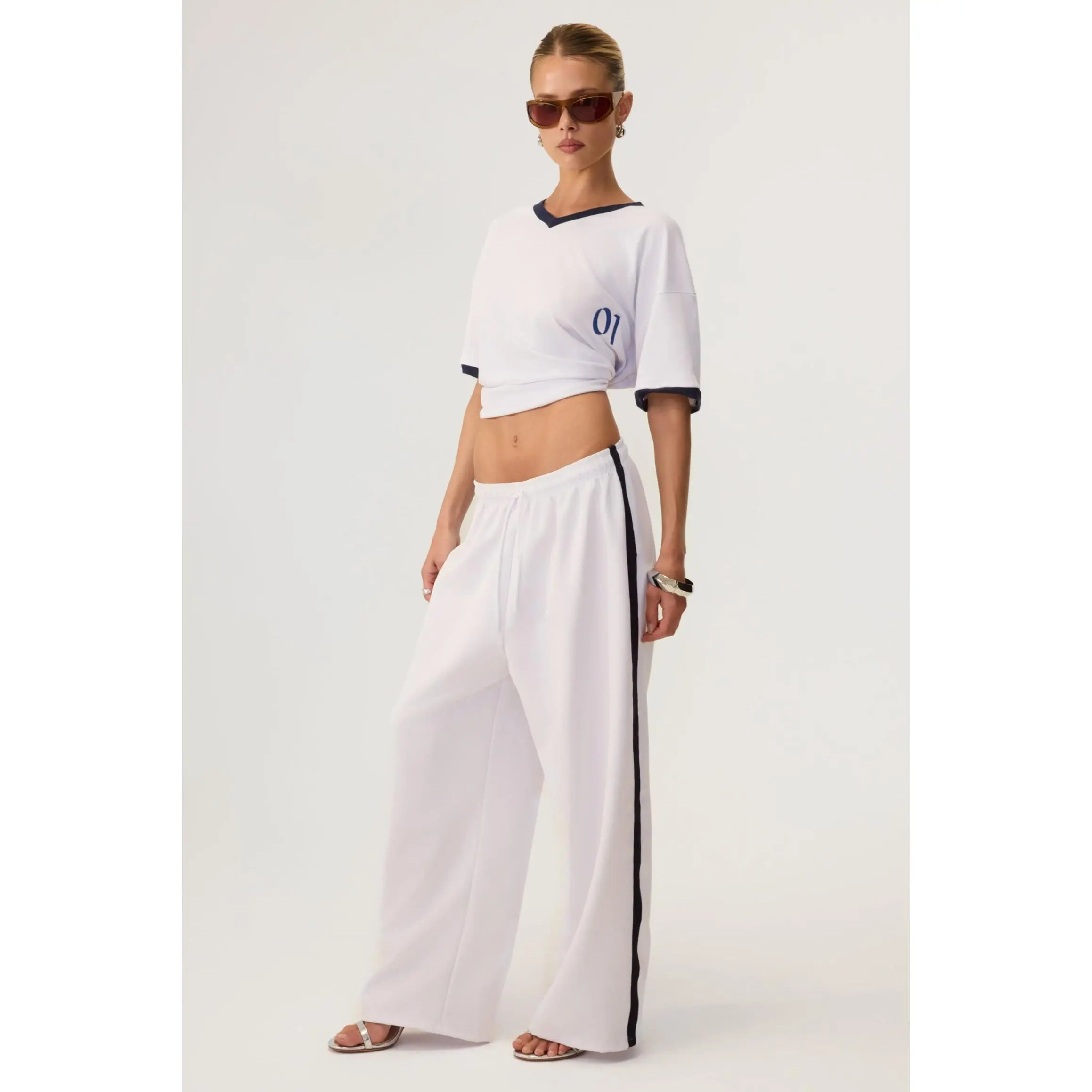 Melrose Social Club Track Pants White - Eco-Certified