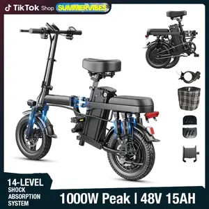 Summervibes  Black Technology Adult Electric Folding Bicycle 500W Motor 48V 15Ah Battery 45Km Range 14-Level Shock Absorption UL2849 Certified tiktokshopspringglowup tiktokshopspringglowup