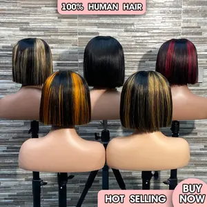 YWhair 8inch 15A Double Drawn 100% Human Hair Wigs for Black Women Glueless Transparent Lace SDD Bone Straight Short Bob Wigs